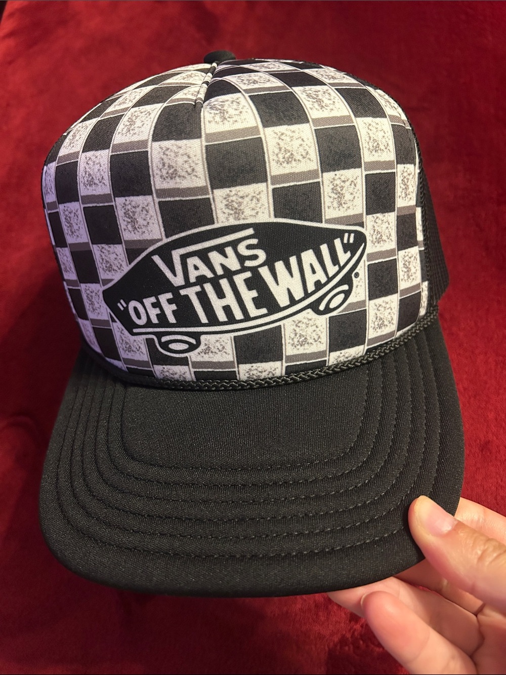 Vans Black & White Checkerboard 'Off The Wall' Mesh Trucker Hat
